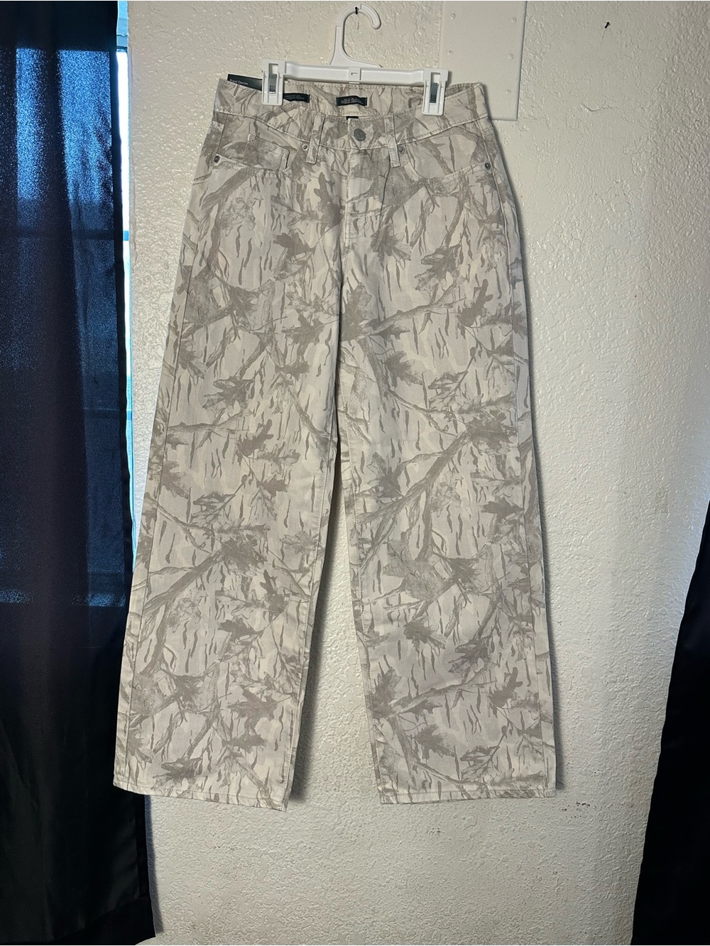wild fable Beige and Light Gray Patterned Wide-Leg Jeans